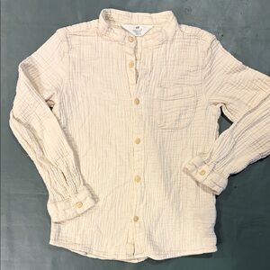 H&M Light Cream Textured Button-Down Shirt